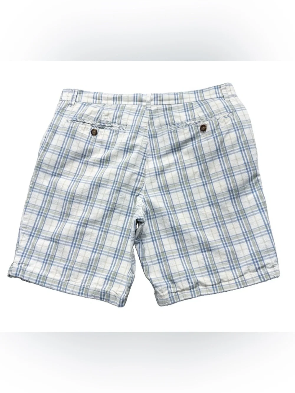Old Navy Plaid Chino Shorts Men’s Size 33 Blue Green White Cotton Casual